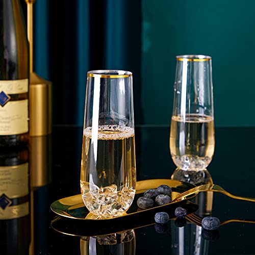 24PCS 9 Oz Stemless Plastic Champagne Flutes J948