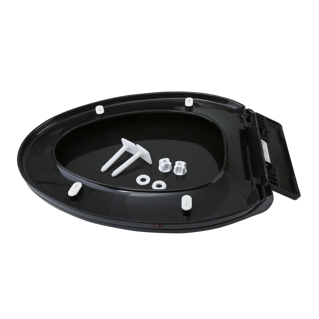 2 No Slam Easy Close Black Plastic Elongated Toilet Seat B8099
