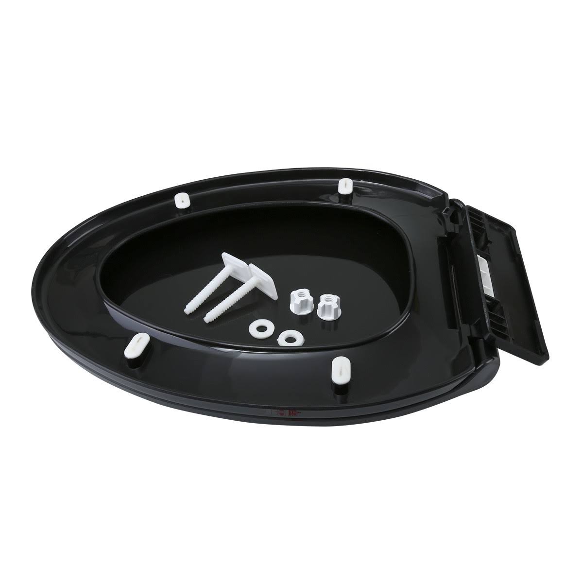 2 No Slam Easy Close Black Plastic Elongated Toilet Seat B8099