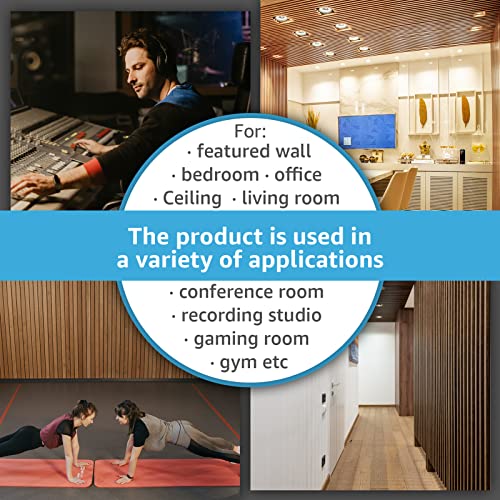 4-Piece Wood Slat Acoustic Panels, Matte Black J42307