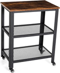 Standing Racks with Casters, 2 Mesh Shelves, Kitchen Service Trolley Cart Q92758