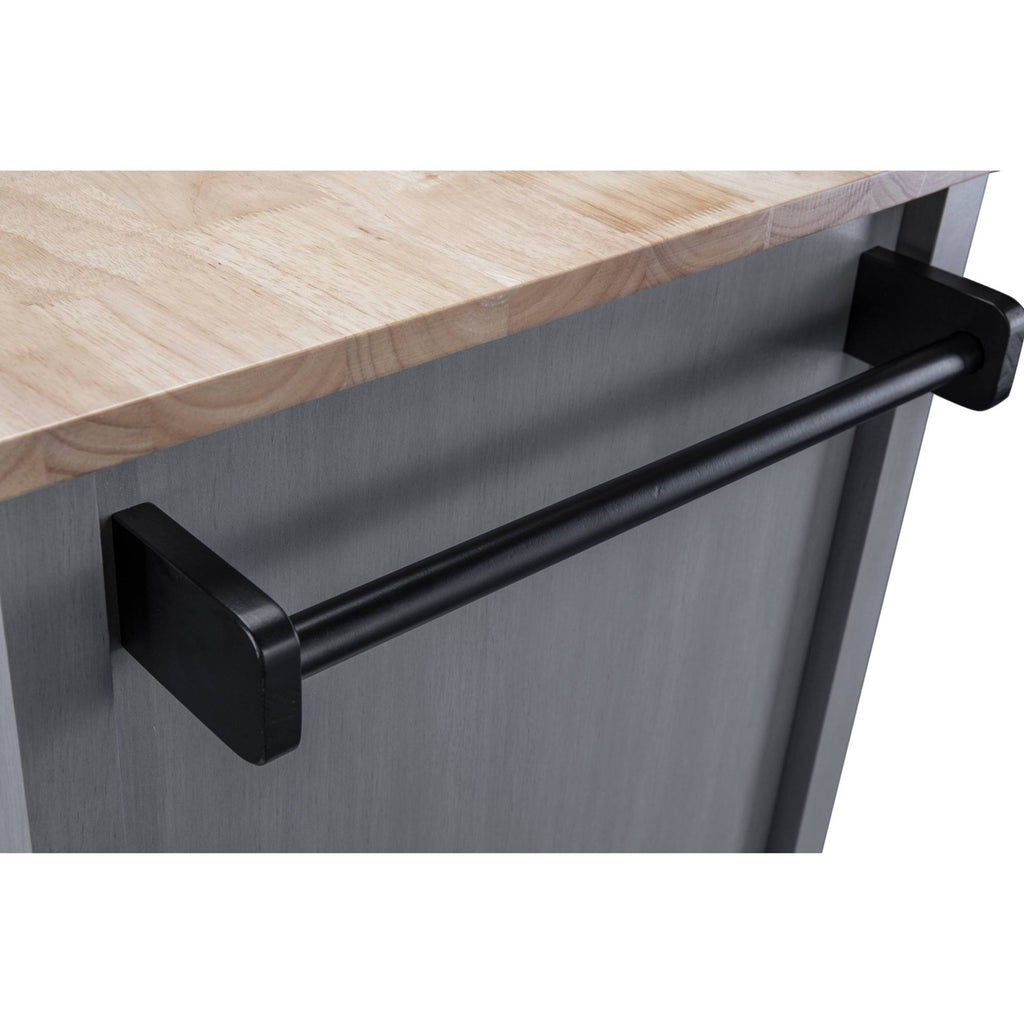 Gray Kitchen Cart with Wood Top B7097