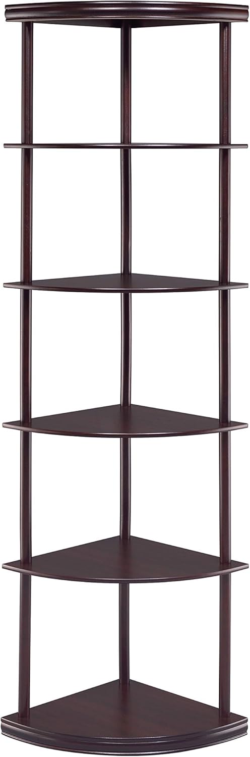 5-Shelf Corner Bookshelf Cappuccino I214564