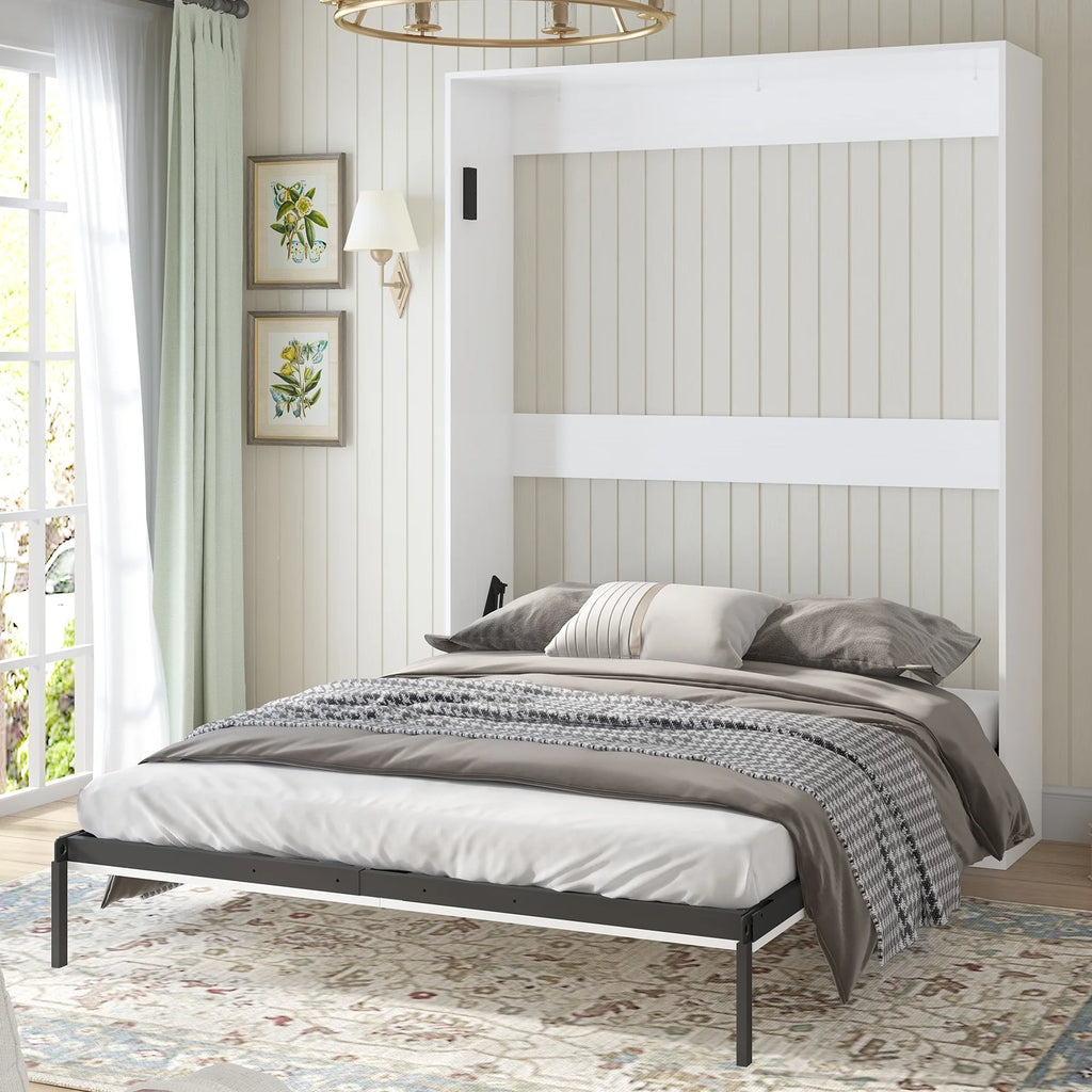 White Foldable Wall Bed with Wardrobe U961