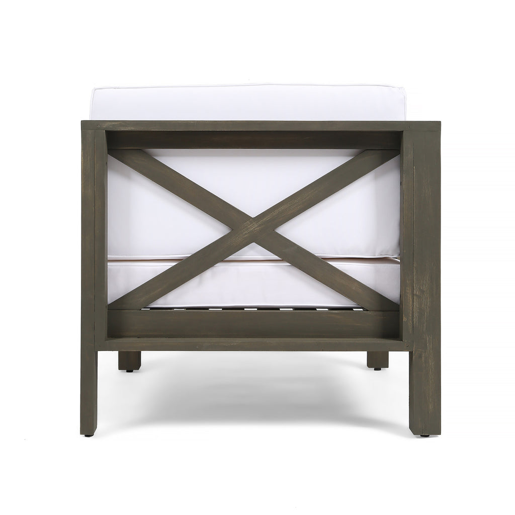 Gray and White Acacia Wood Sectional Loveseat with Coffee Table J538894