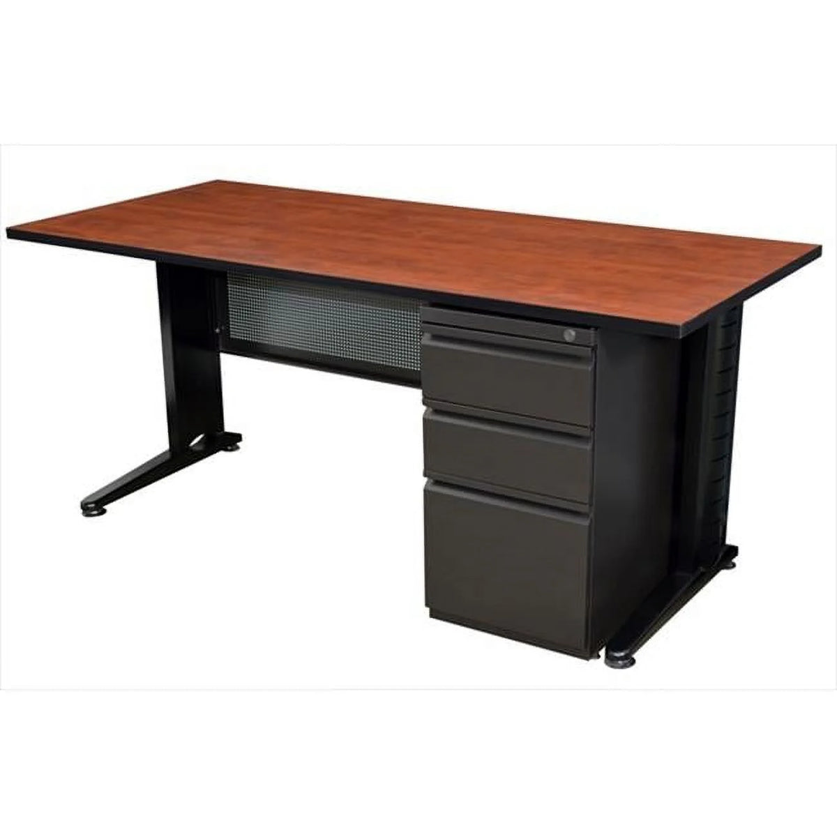 66 In. Single Ped Desk - Cherry T191