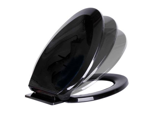 2 No Slam Easy Close Black Plastic Elongated Toilet Seat B8099