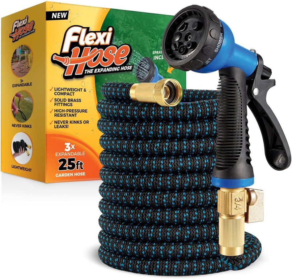 100 ft Black Expandable Garden Hose with Brass Fittings, Pack of 2 B592