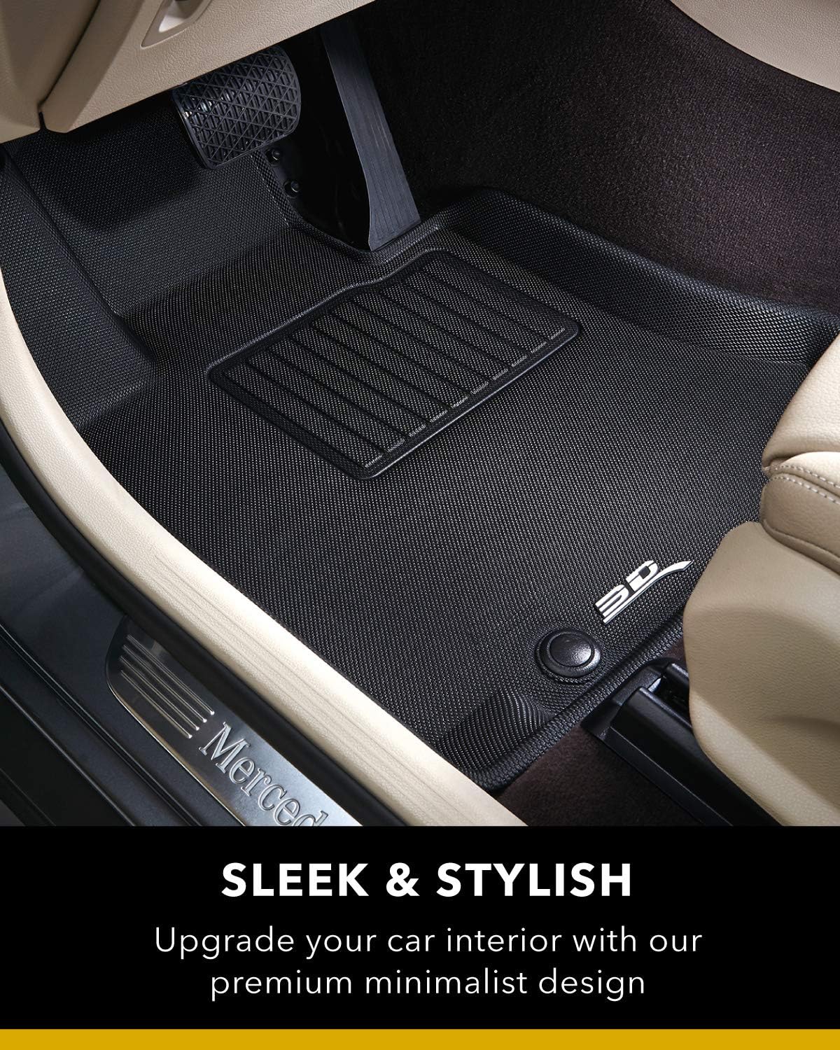 All-Weather Floor Mats Car Floor Liners 1st & 2nd Row Black P579497