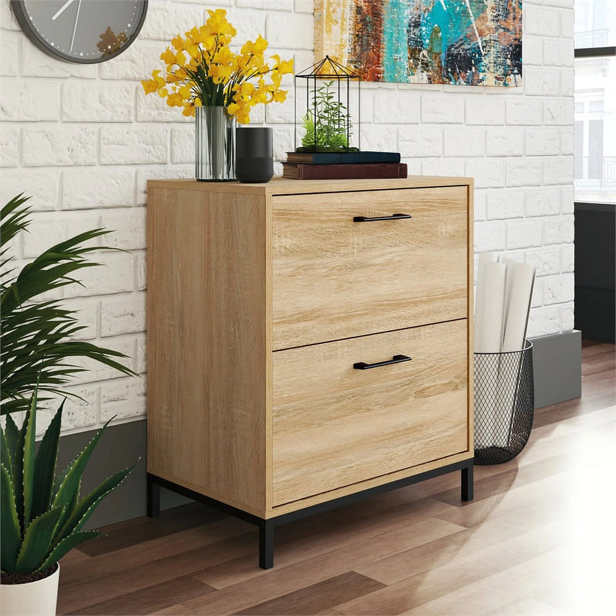 Traditional Engineered Wood Lateral File Cabinet U70561