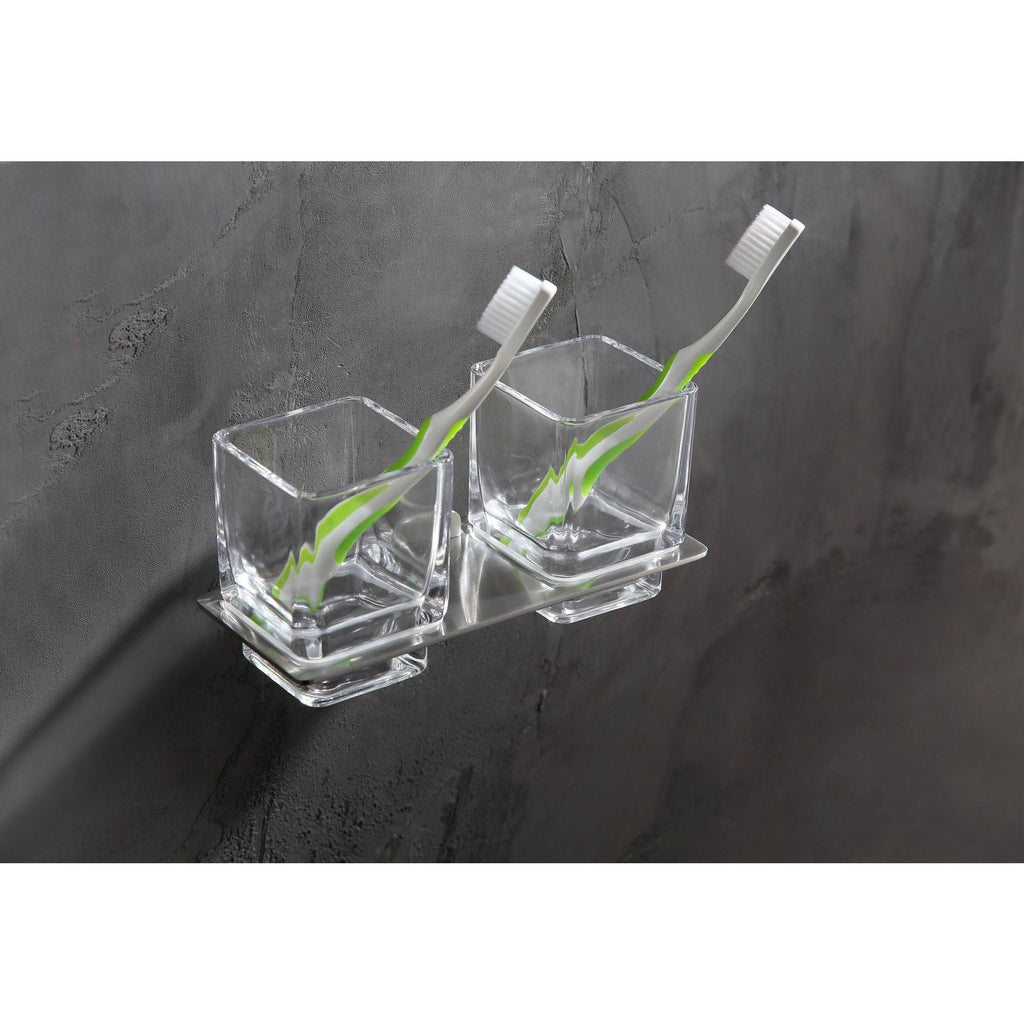 Brushed Nickel Dual Toothbrush Holder T273355