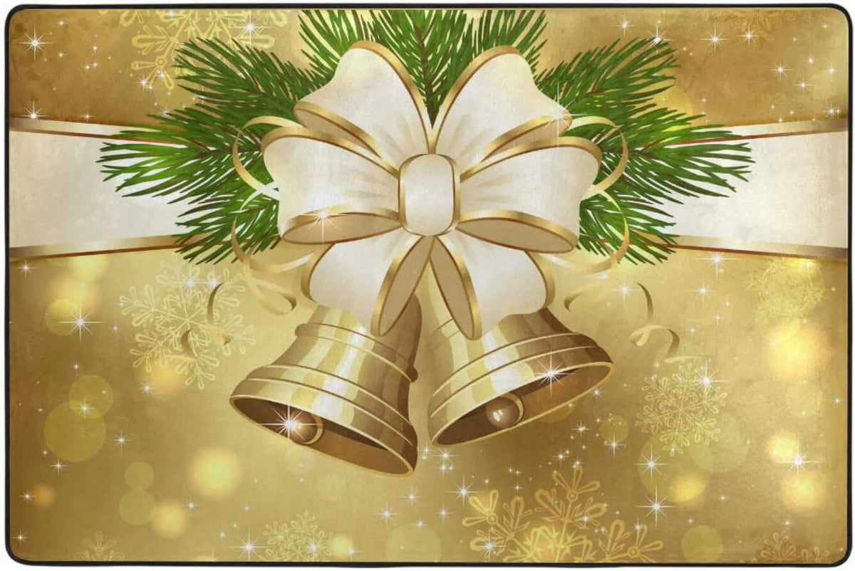 Golden Christmas Bell Non-Slip Area Rug, 36"×24" N5199