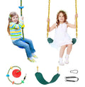 Green Heavy Duty Swing Set with Climbing Ropes and Platforms C413642