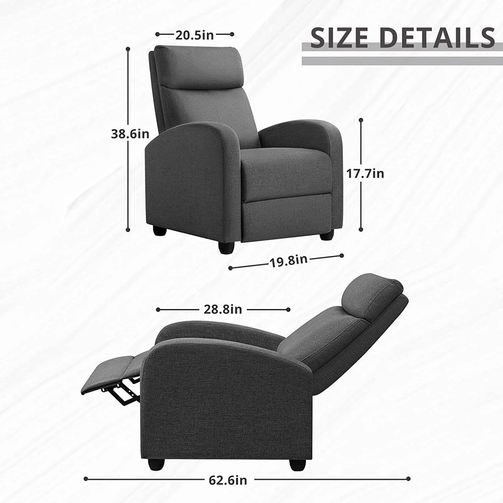 Light-Blue Fabric Recliner Chair Y89460