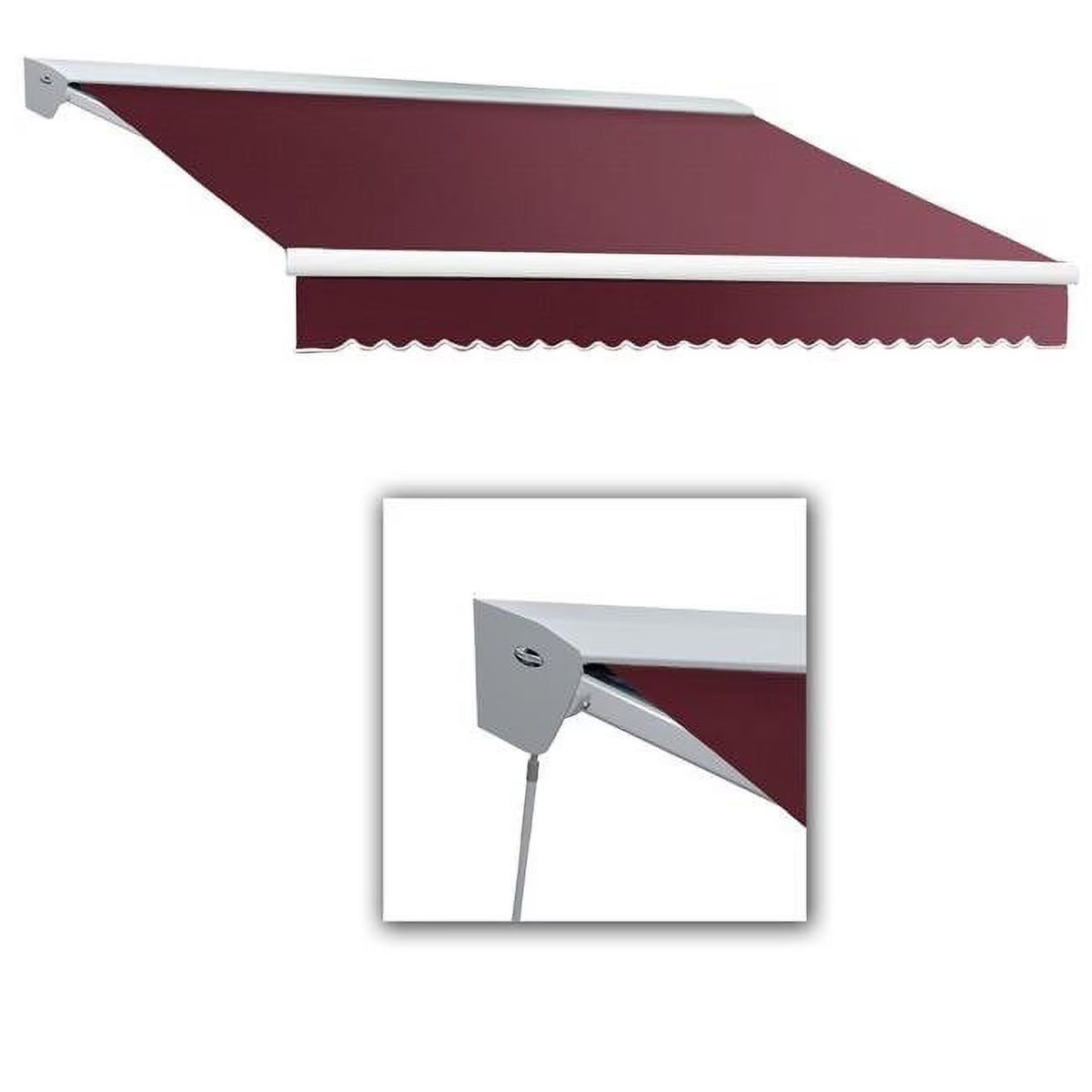 24 ft. Burgundy Retractable Awning with Hood Left Motor & Remote X88748