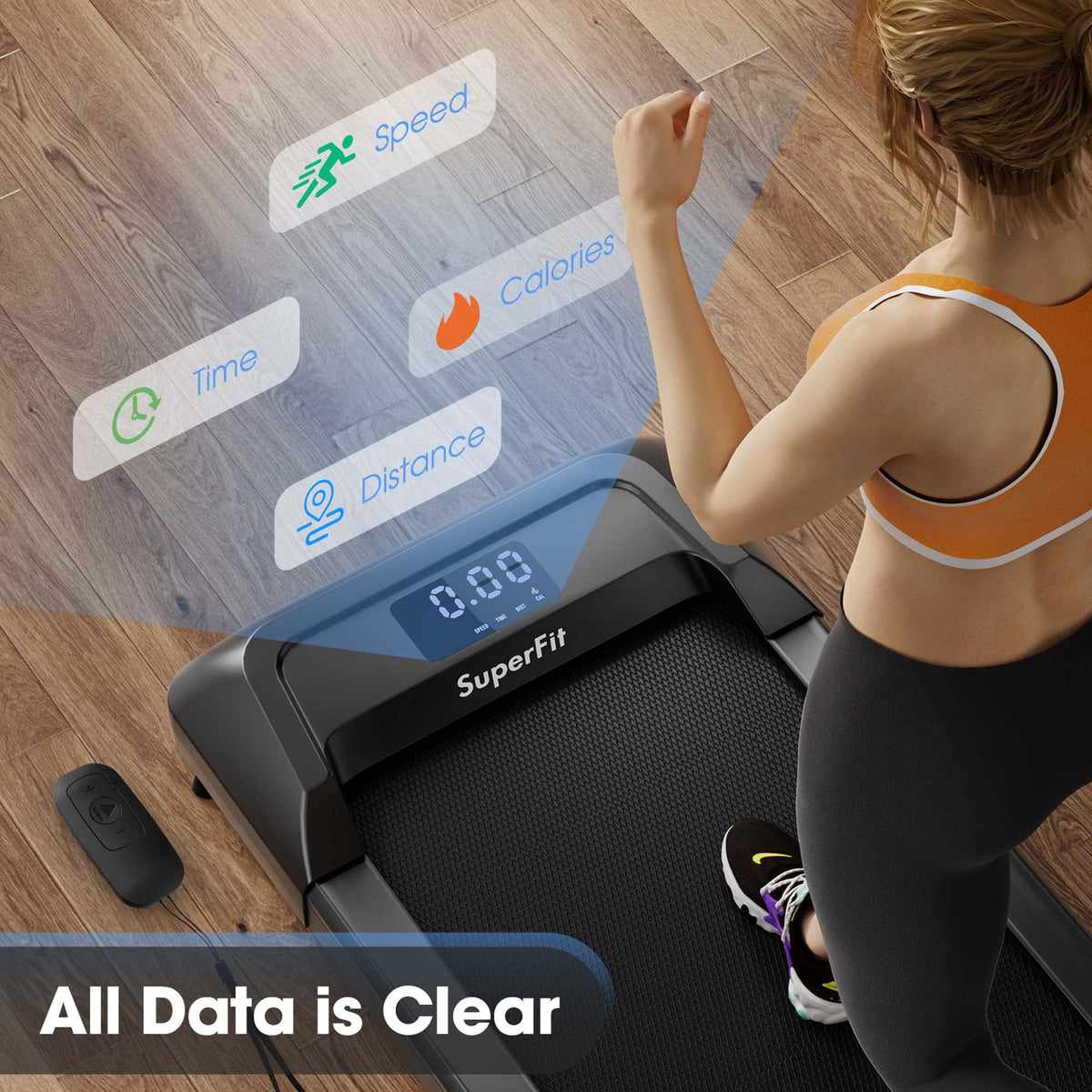 0.6-3.8MPH Walking Pad Under Desk Treadmill with Remote Control N581