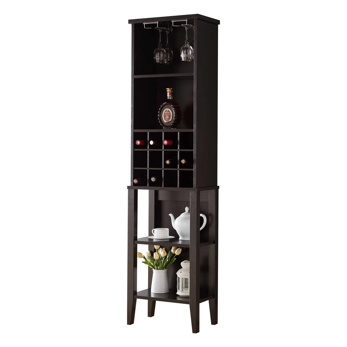 Free Standing Wine Bar Cabinet with Adjustable Shelf I181401