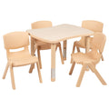 Natural Plastic Height Adjustable Activity Table Set with 4 Chairs L7850