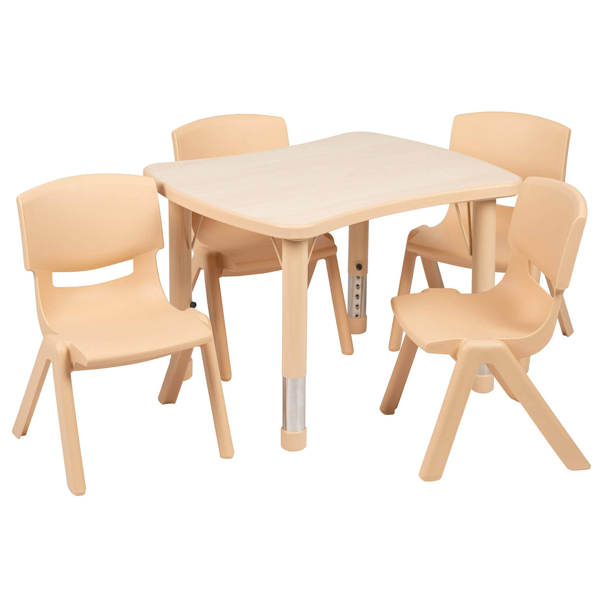Natural Plastic Height Adjustable Activity Table Set with 4 Chairs L7850