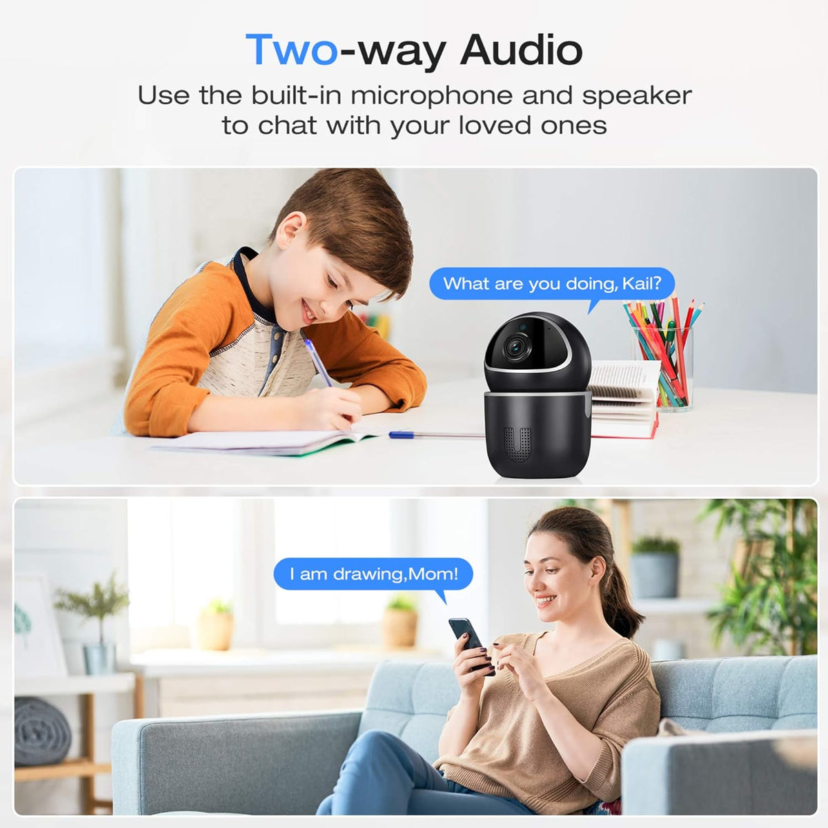 Indoor Security Camera with Motion Detection, Night Vision, 2-Way Audio G628