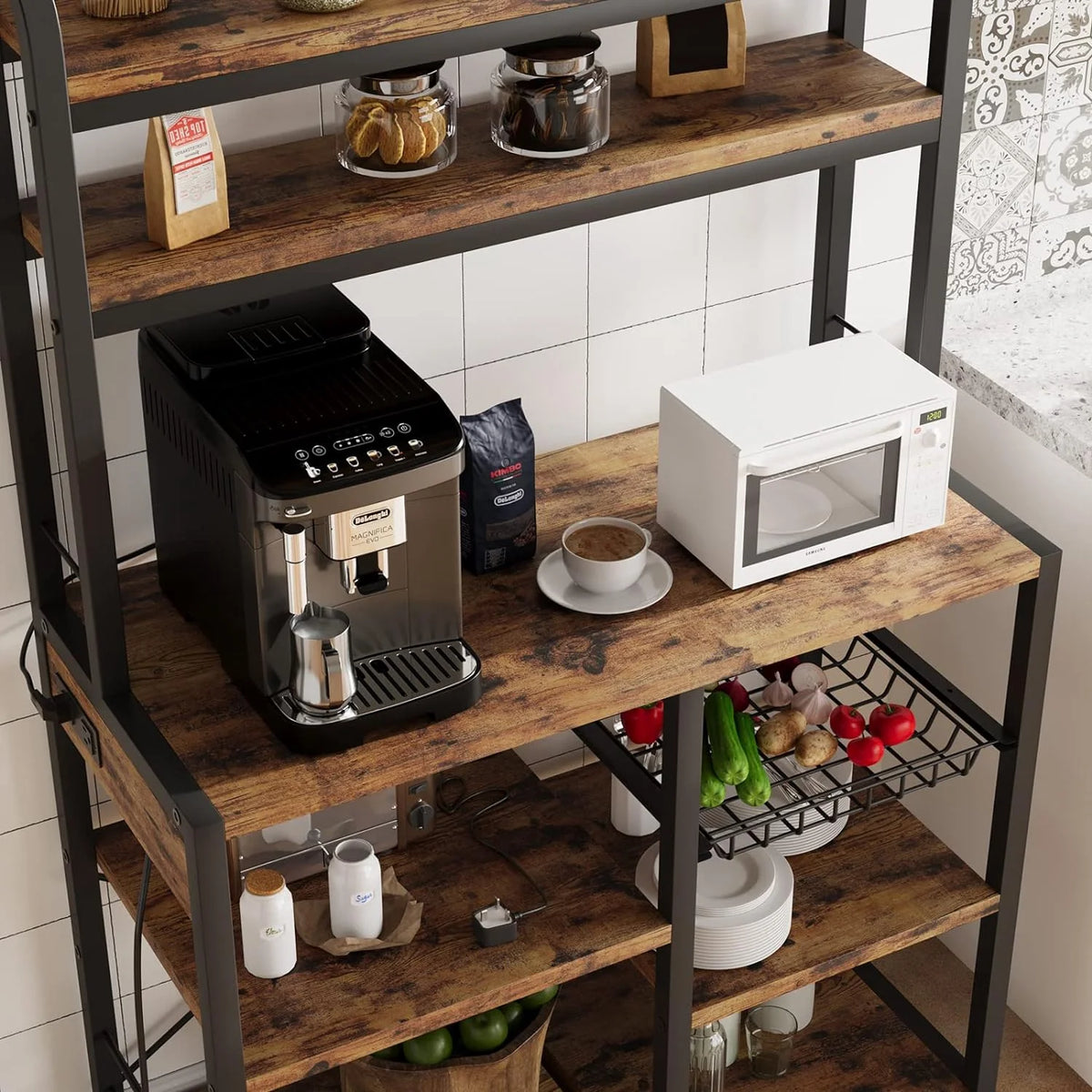 6-Tier Kitchen Rack with Hutch Q5544