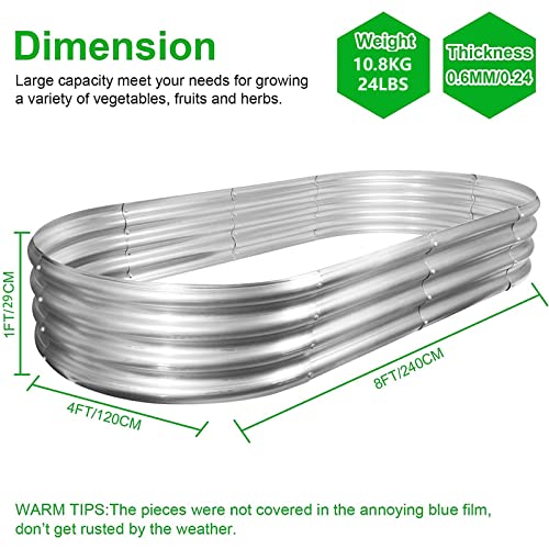 2Pack Raised Garden Bed 6×3×1FT Galvanized Oval Large Steel Planter Box F40687