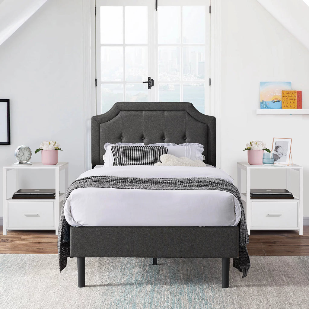 3-Piece Upholstered Platform Bed Frame and 2 Nightstand C6977