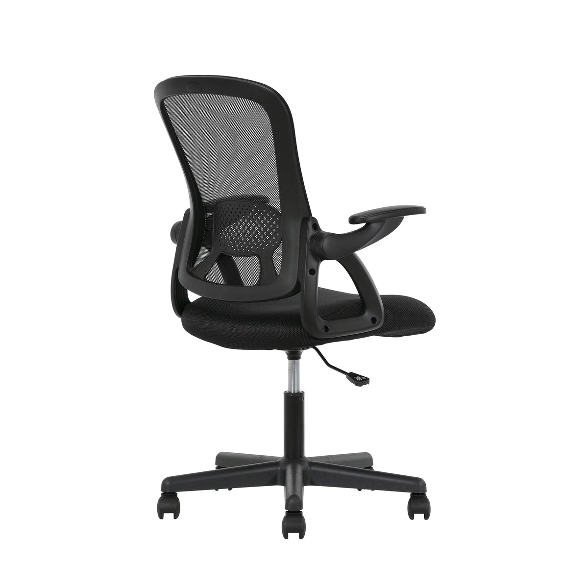 Black Fabric Ergonomic Mesh Back Office Chair with Flip-up Arms A624
