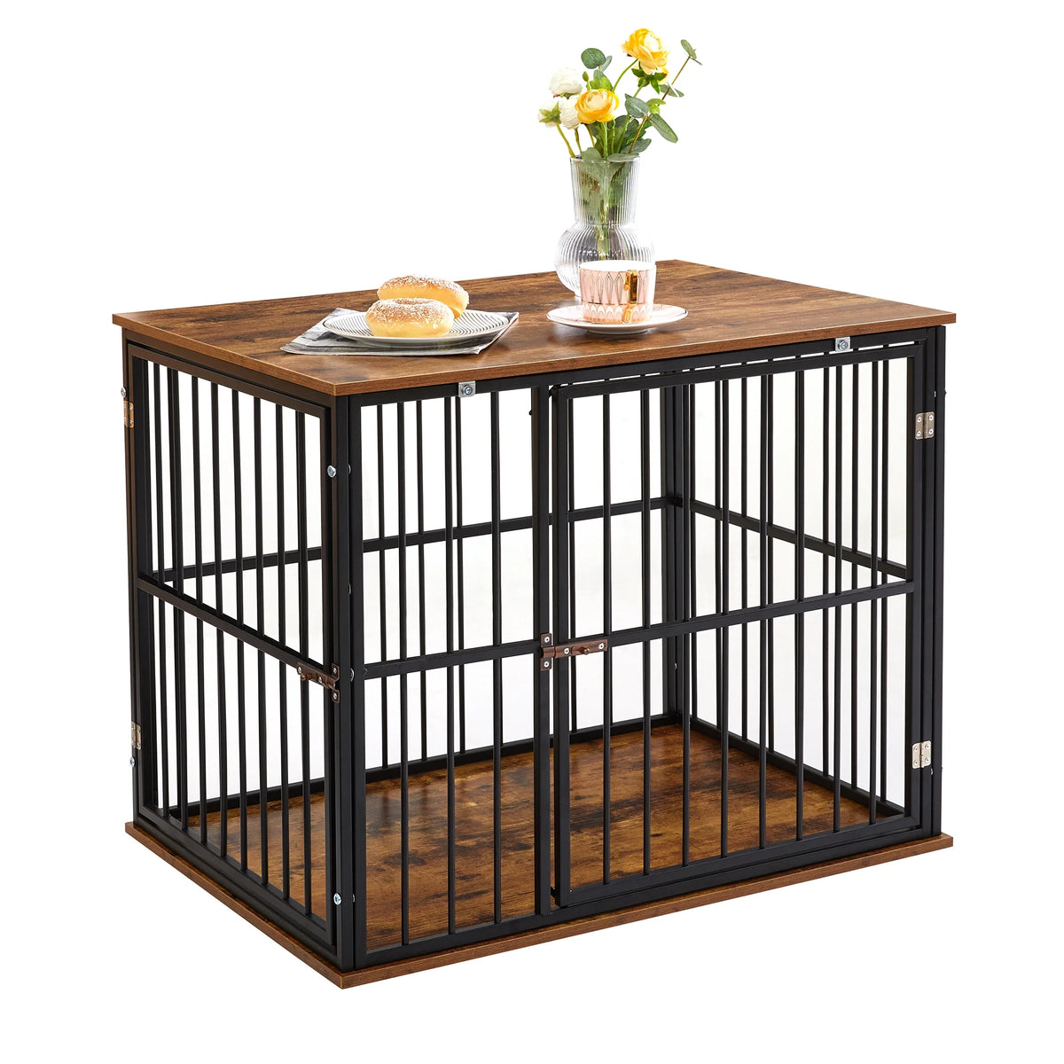 Medium Wooden Dog Crate Furniture with Washable Cushion Z841275