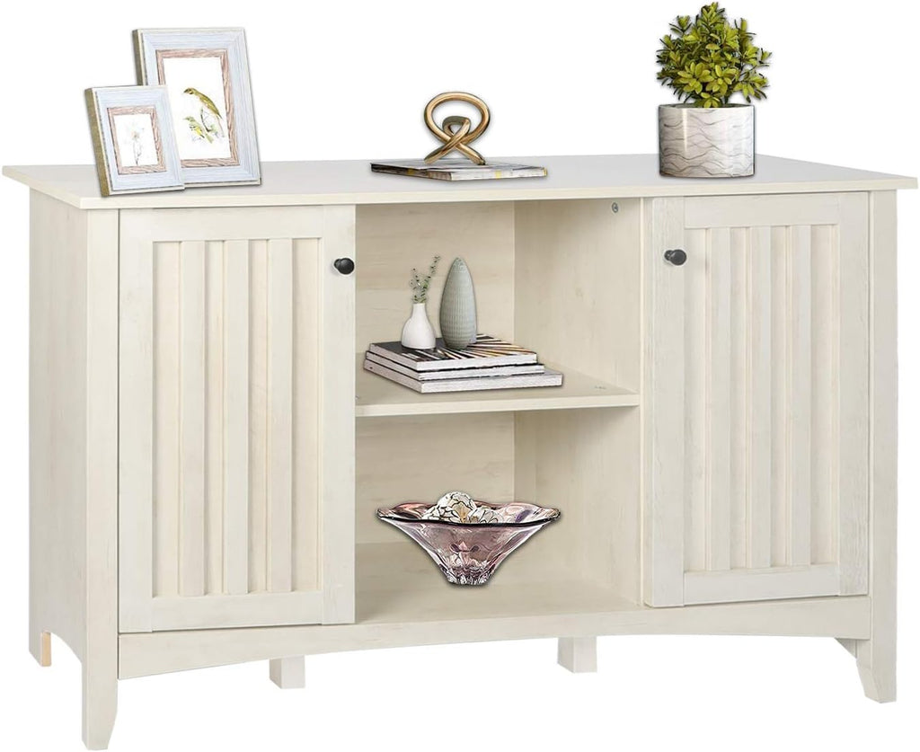 White Storage Cabinet with Doors and Adjustable Shelves R828