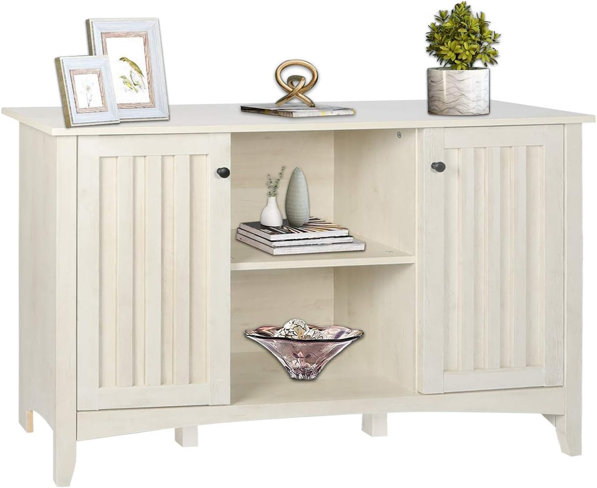 White Storage Cabinet with Doors and Adjustable Shelves R828