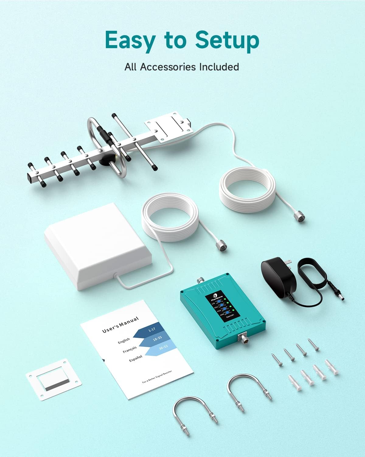 Cell Phone Signal Booster for 3G 4G LTE & 5G, Up to 4,500 sq ft Coverage H98409