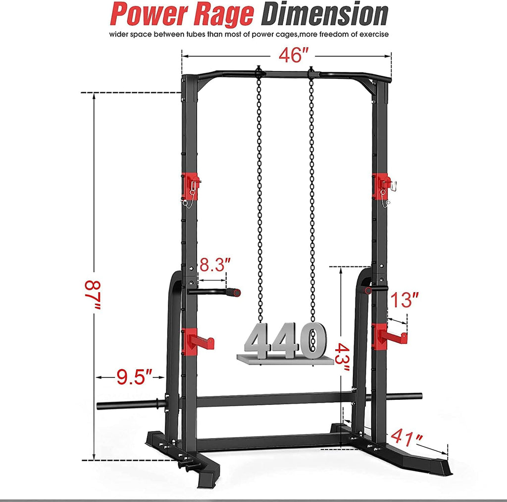 Power Squat Rack Cage with Pull Up Bar C738