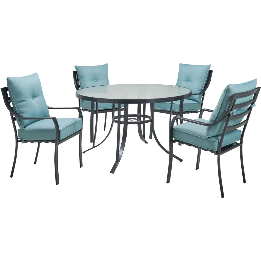 5-Piece Dining Set with 4 Chairs and Glass-Top Table P648