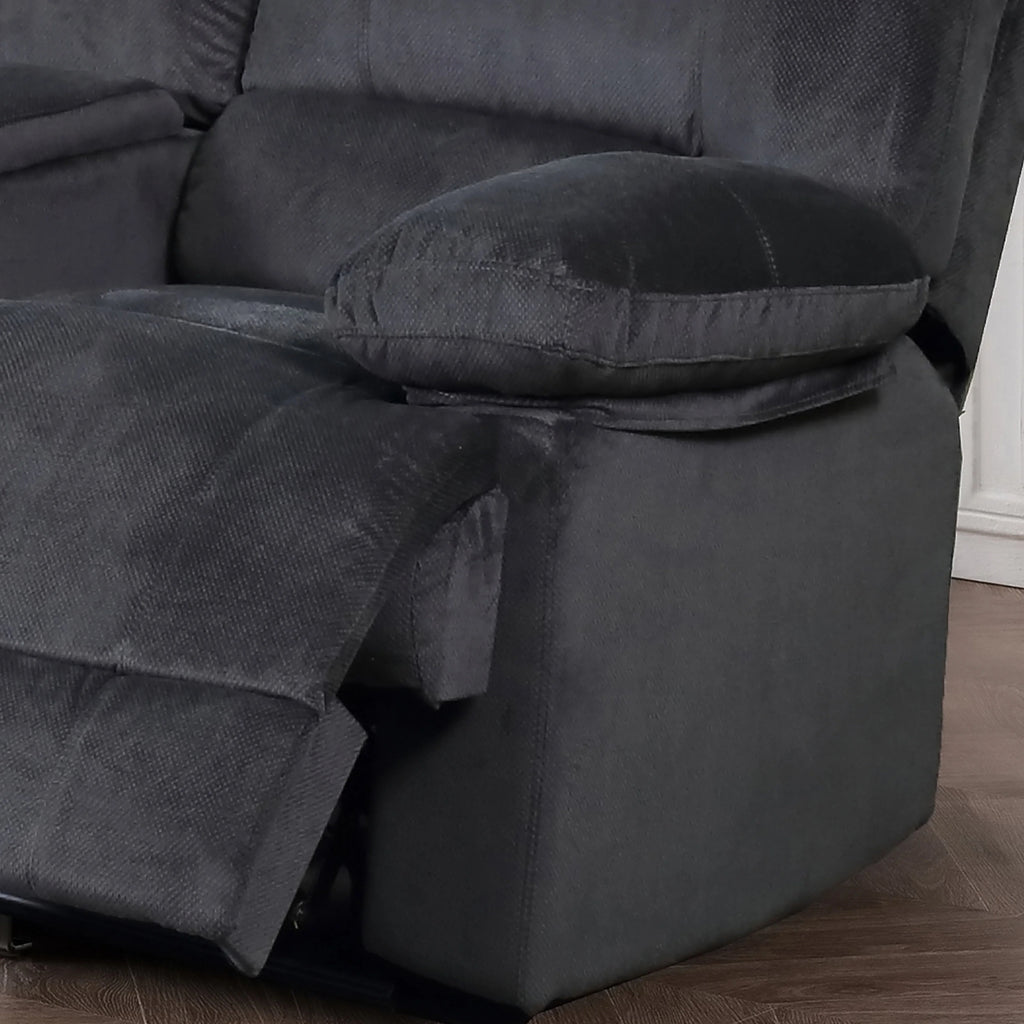 Grey Reclining Love Seat with Console C853