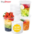 32oz 50 Set Plastic Food Storage Containers with Airtight Lids X3022