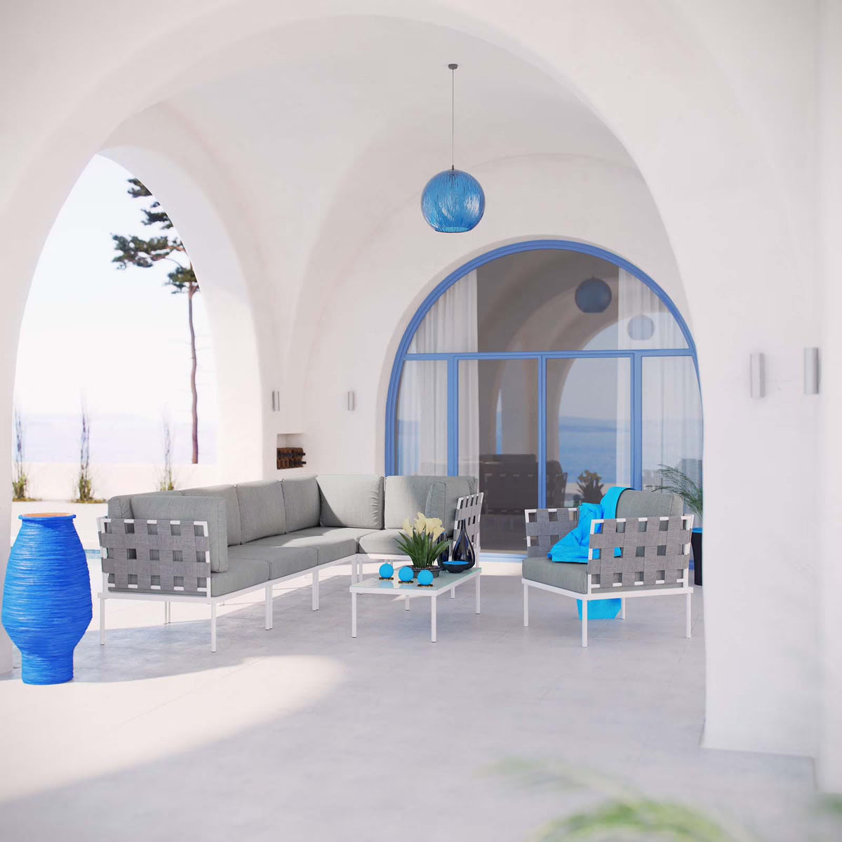 7 Piece Outdoor Patio Aluminum Sectional Sofa Set R13119