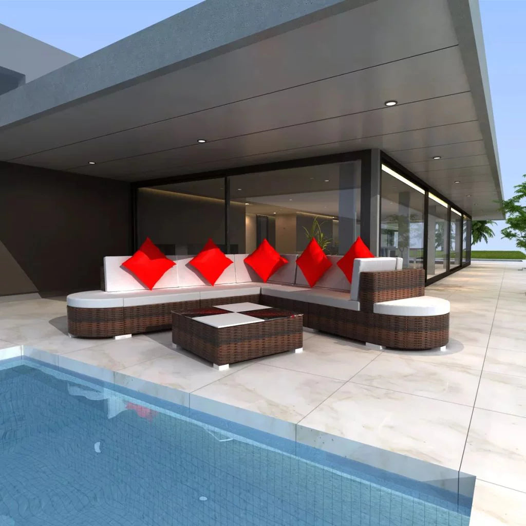 8 Piece Poly Rattan Patio Lounge Set with Cushions B167443