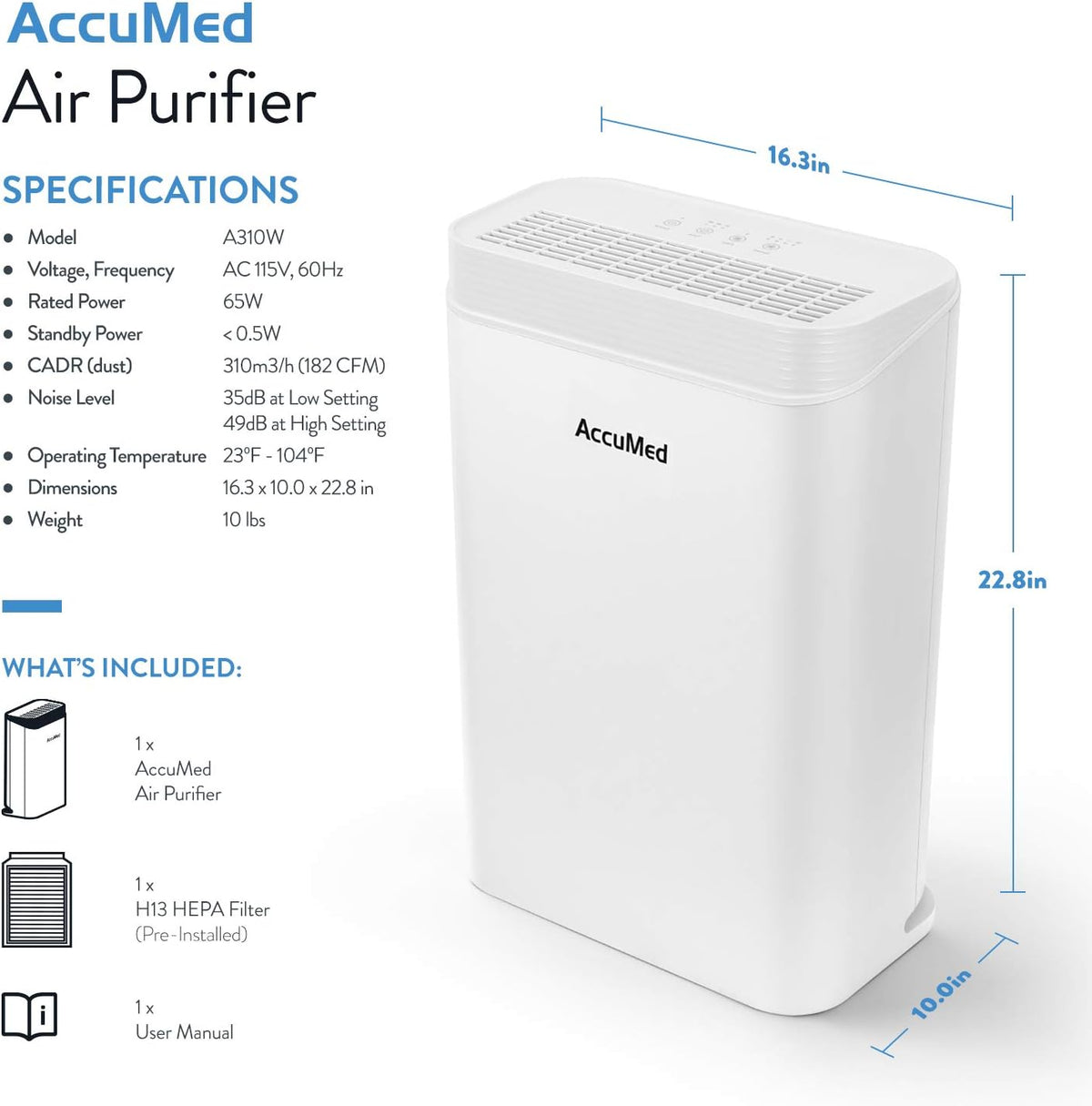 True HEPA Air Purifier with H13 HEPA & Carbon Filter I4916