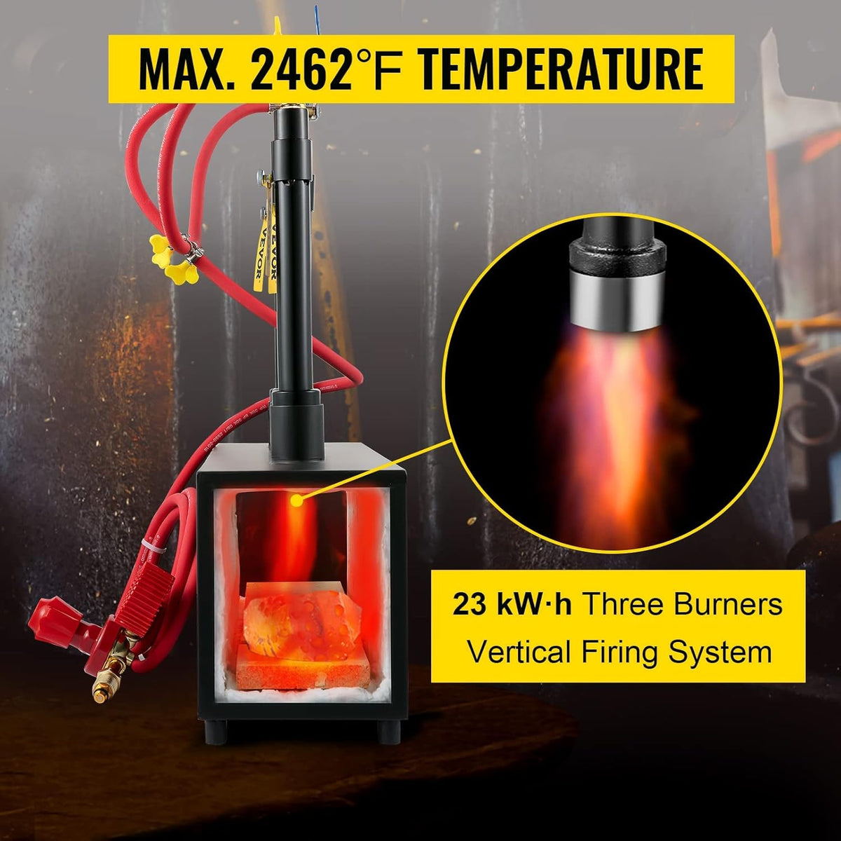 Portable Propane Forge Three Burners Open Structure Square Metal Blacksmithing Forge M375219