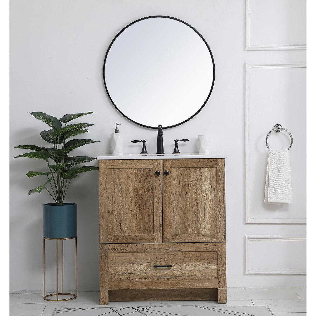 18 inch Natural Oak Vanity Cabinet Set S70875