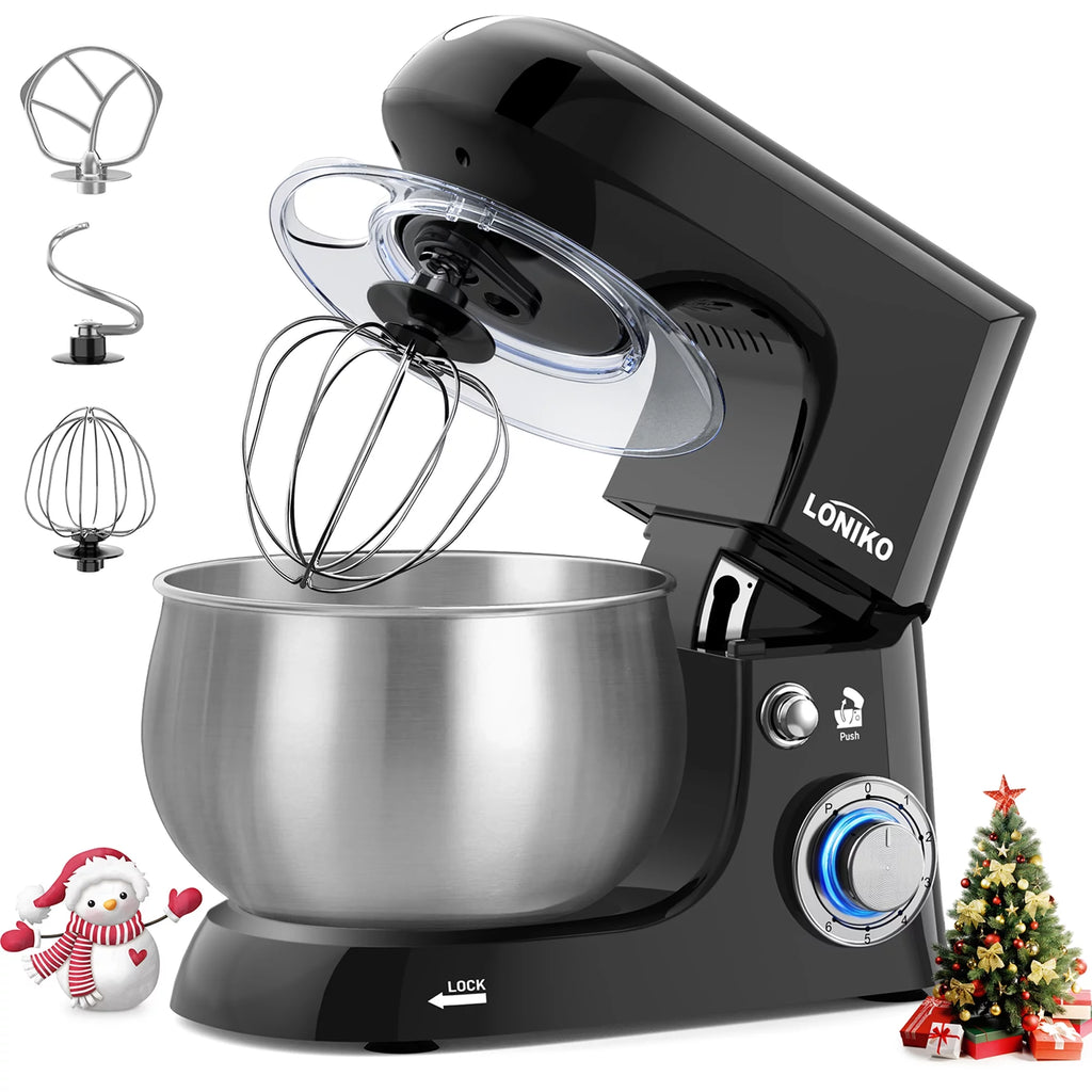 Electric Stand Mixer 400W 6-Speed 6.5QT Stainless Steel Bowl Black L827