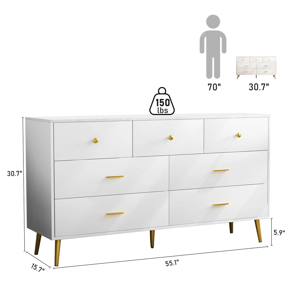 White 6 Drawer Dresser J71493