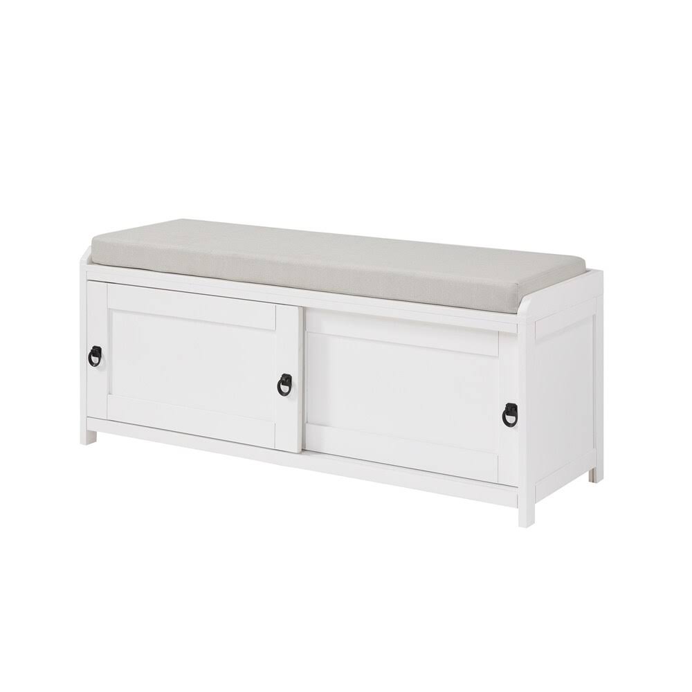 Grey Wood Storage Bench with Cabinets G1353