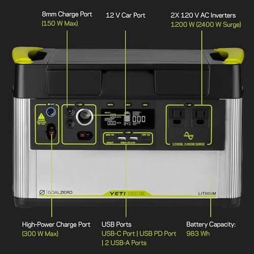 Portable Power Station, 1,000 W, Solar-Powered Generator J3869