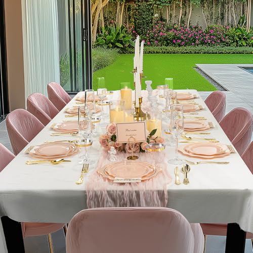 350 PCS Clear and Gold Plastic Plates, 50 Cups, 150 Silverwares, 50 Napkins H63891