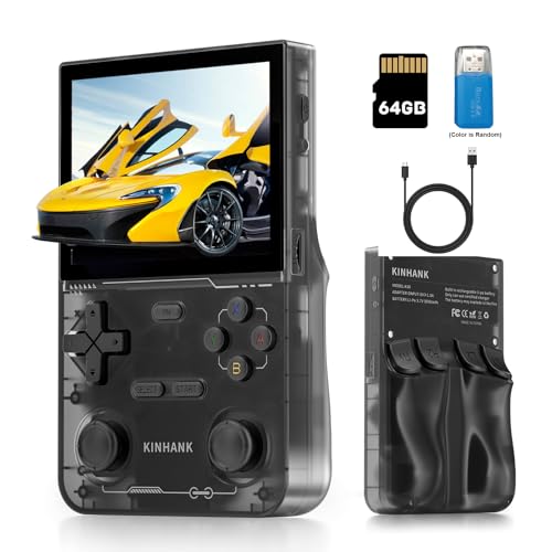Retro Handheld Game Console with 64GB TF Card, 3.5 Inch IPS Screen Black L55869