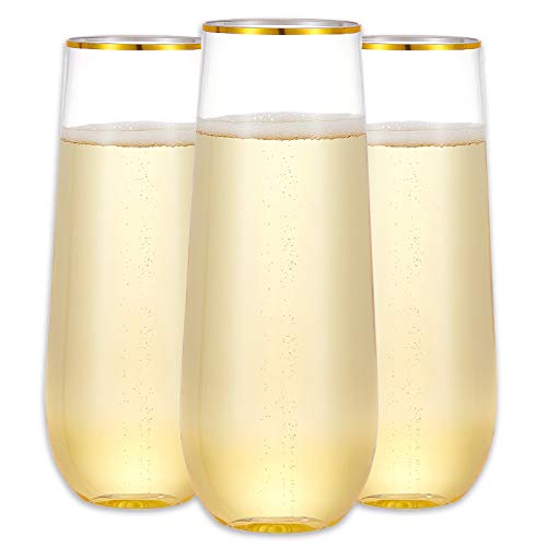 24PCS 9 Oz Stemless Plastic Champagne Flutes J948