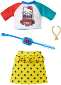 Barbie Doll Clothes, Hello Kitty Top, Star Skirt & 2 Accessories B225629