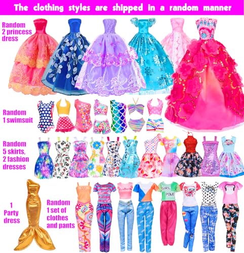 105 Pcs Doll and Closet Playset Wardrobe Set Including One Doll Wardrobe Shoes Rack Dress Shoes Hangers Necklace C57725